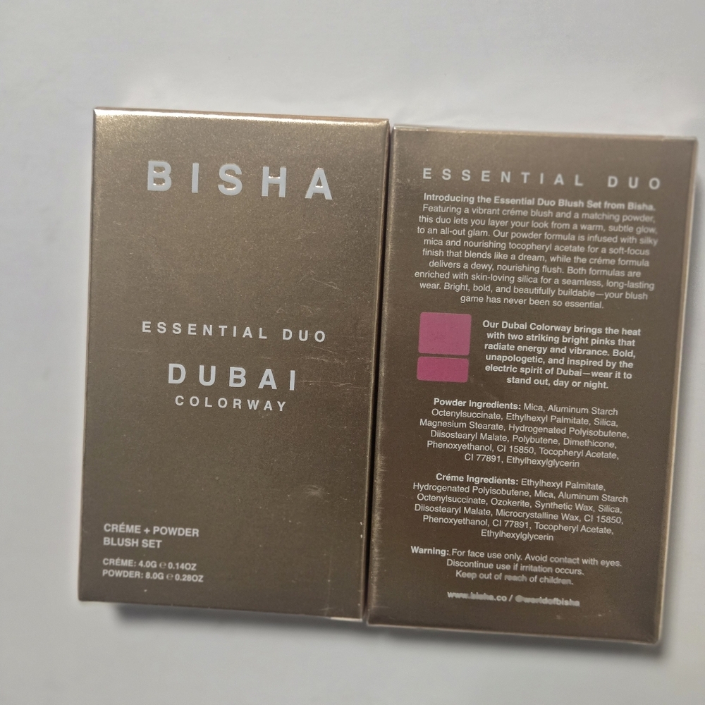 BISHA Essential Duo Blush- Dubai (bright pink) Creamy Blush/Matching Powder - Picture 3 of 7